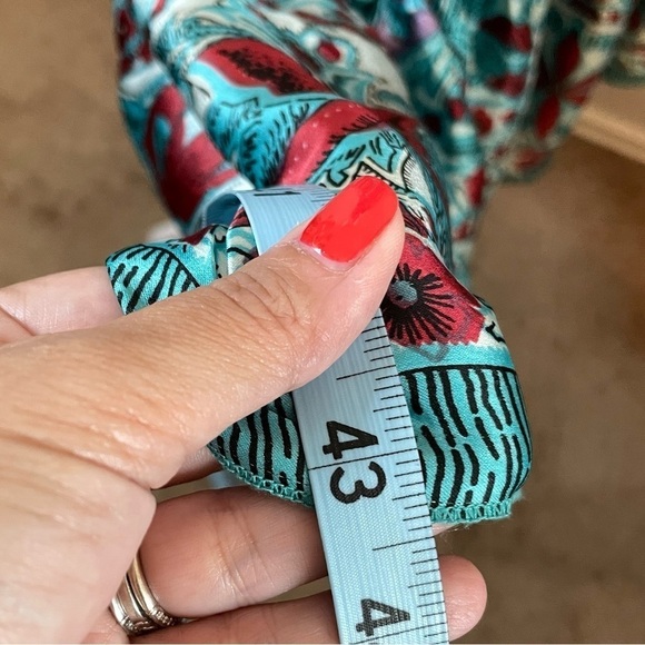 Nolita 100% Silk Boho Midi Length Sleeveless Tiered Dress Turquoise Blue Floral - Picture 13 of 13